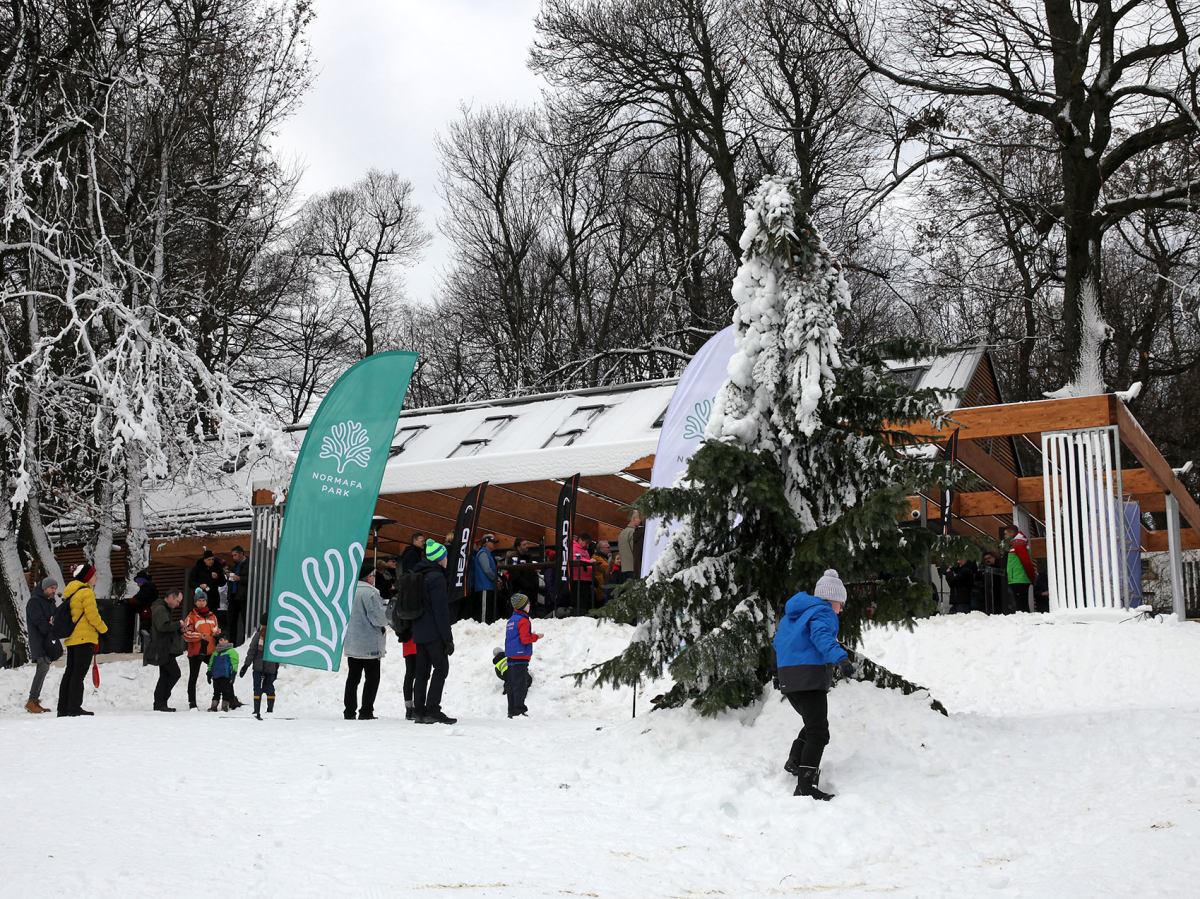 A toboggan and cross-country ski run were built